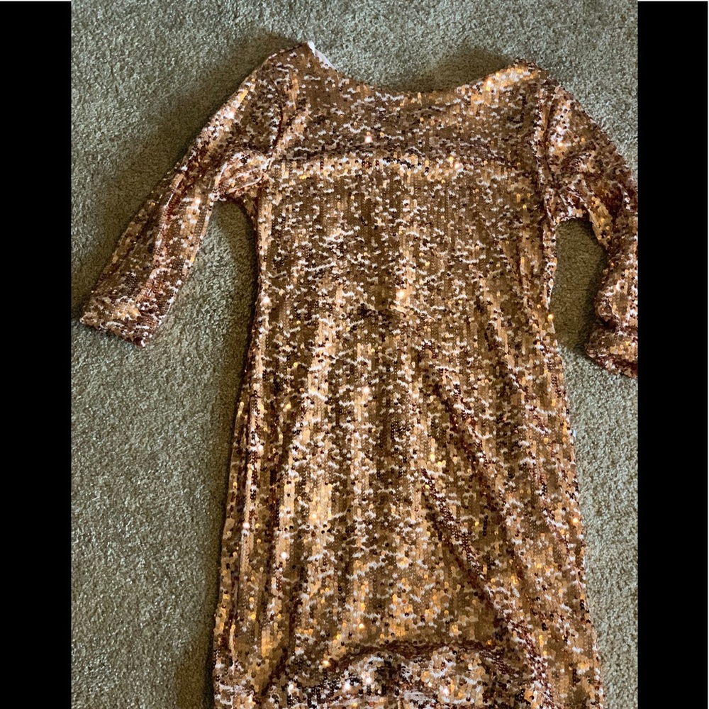 Sequin rose gold midi dress